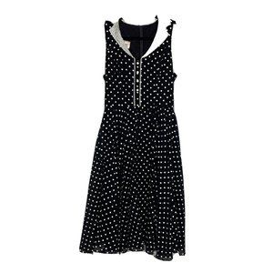 Candi Jones Calif Polka Dot Dress Womans Sz 11 Sleeveless Black & White Vintage